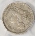 UNITED STATES OF AMERICA 1873 . THREE 3 CENTS COIN . SLABBED